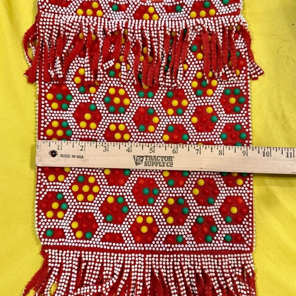 Vintage Beaded Fringe Shoulder Bag Crossbody Red Boho Ethnic Festival Purse HK
